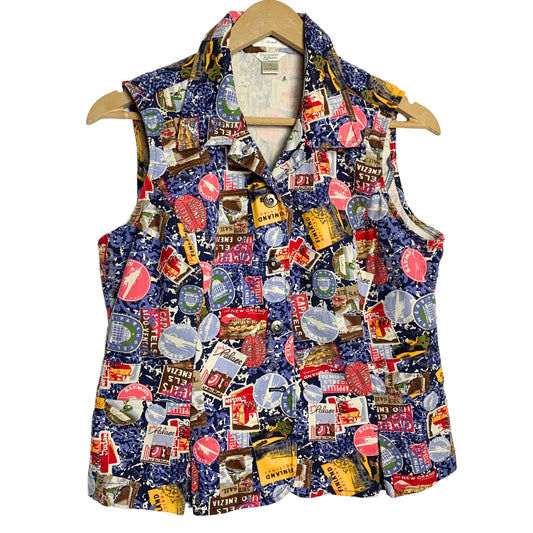 Christopher & Banks Women's International Print Vest - Pre-Owned - Small