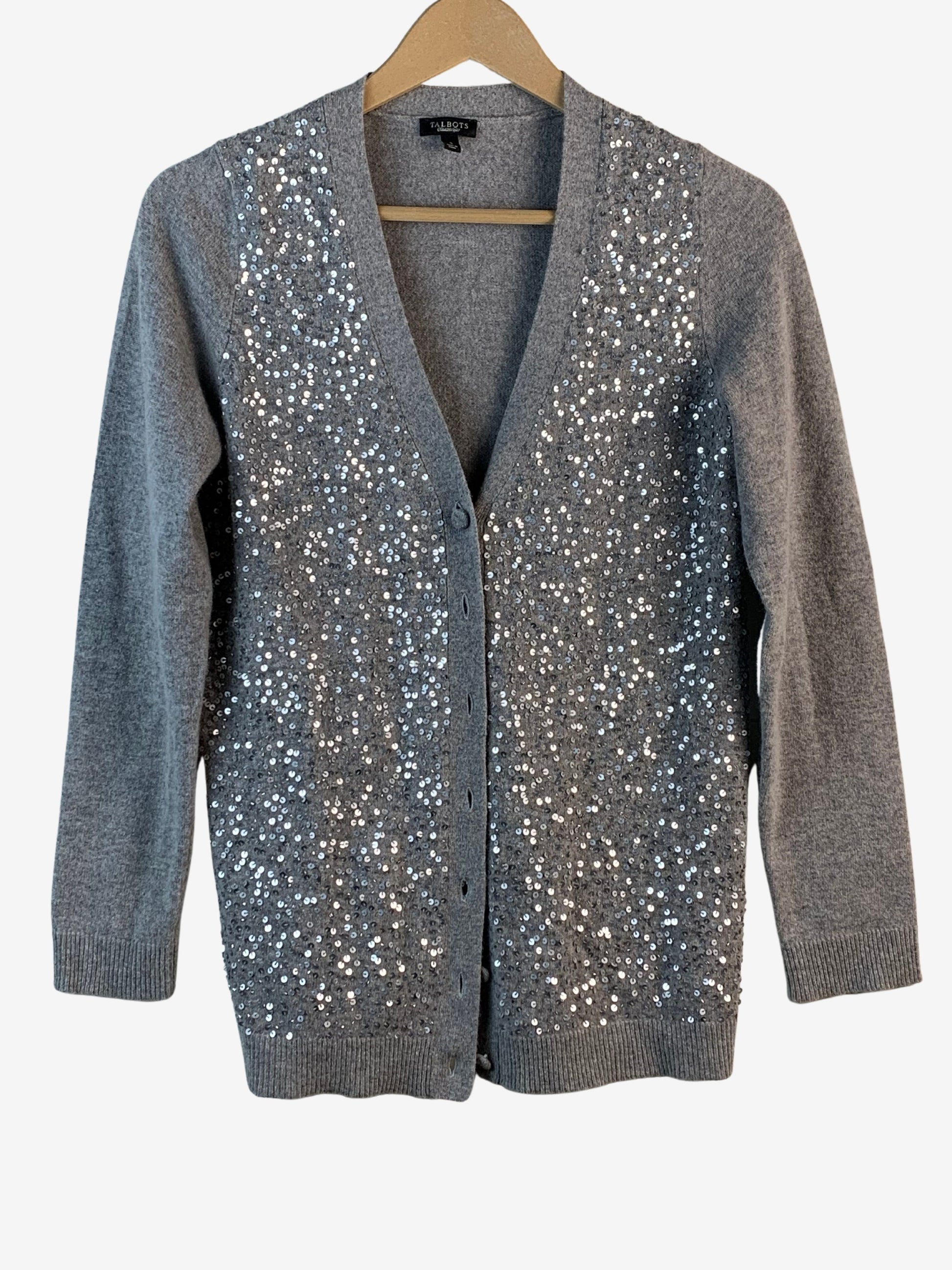 Talbots Women's Lambswool & Angora Blend Cardigan Sequins Shirt - Pre-Owned - Small