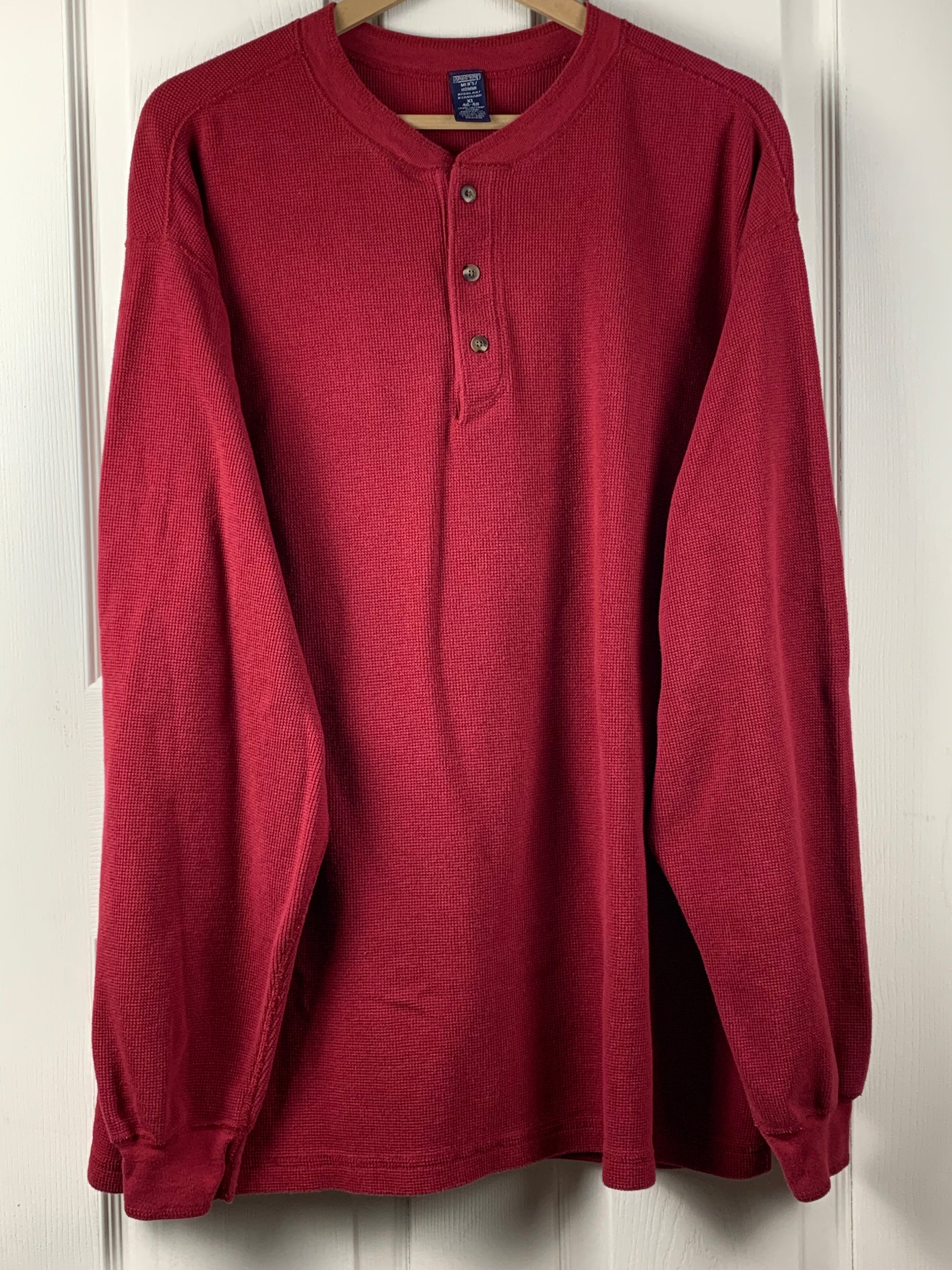 Land's End Men's Red Long Sleeve Waffle Shirt - Pre-Owned - XL