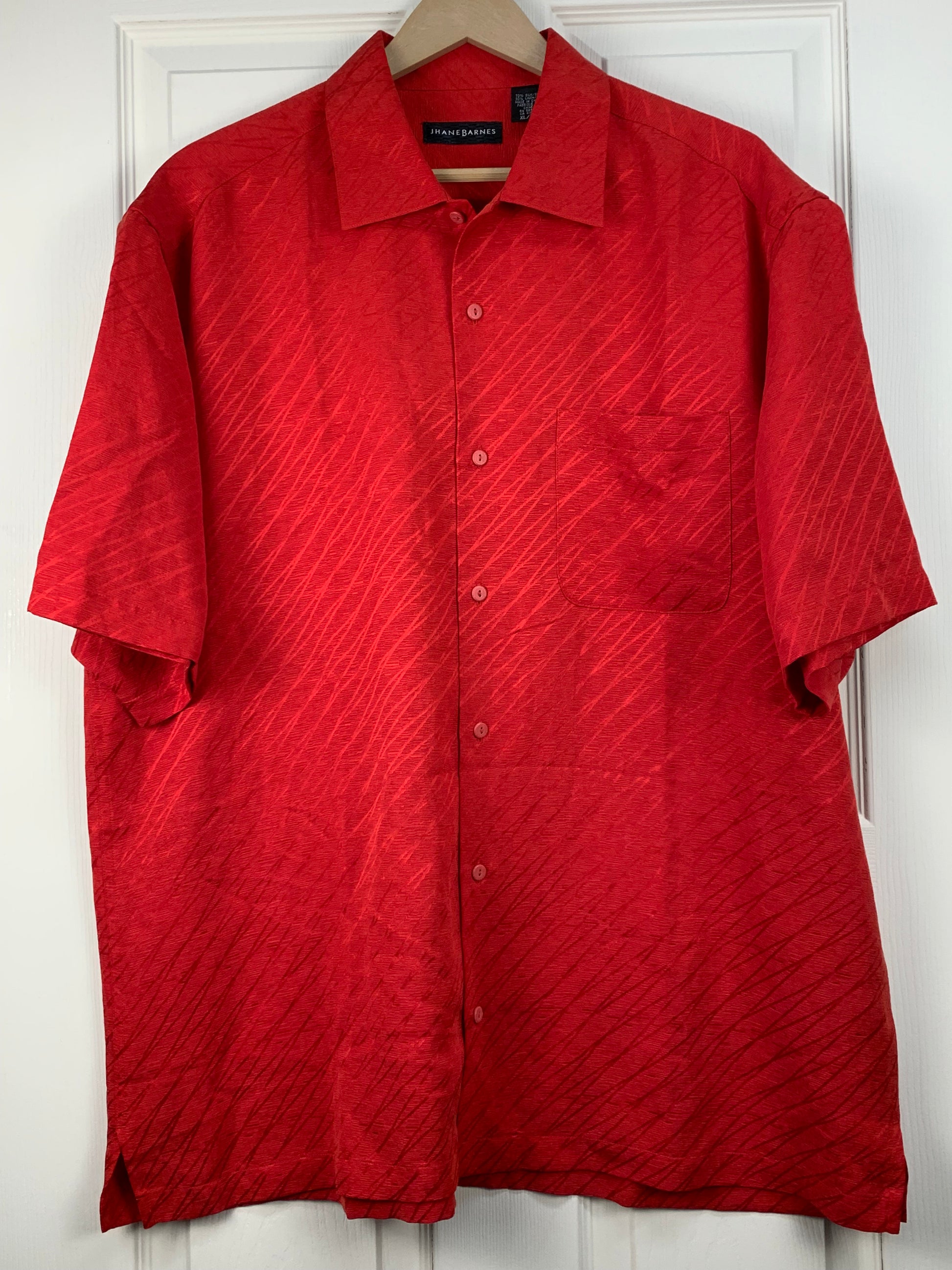 Jhane Barnes Men's Red Short Sleeve Shirt - NEW - XL / TG