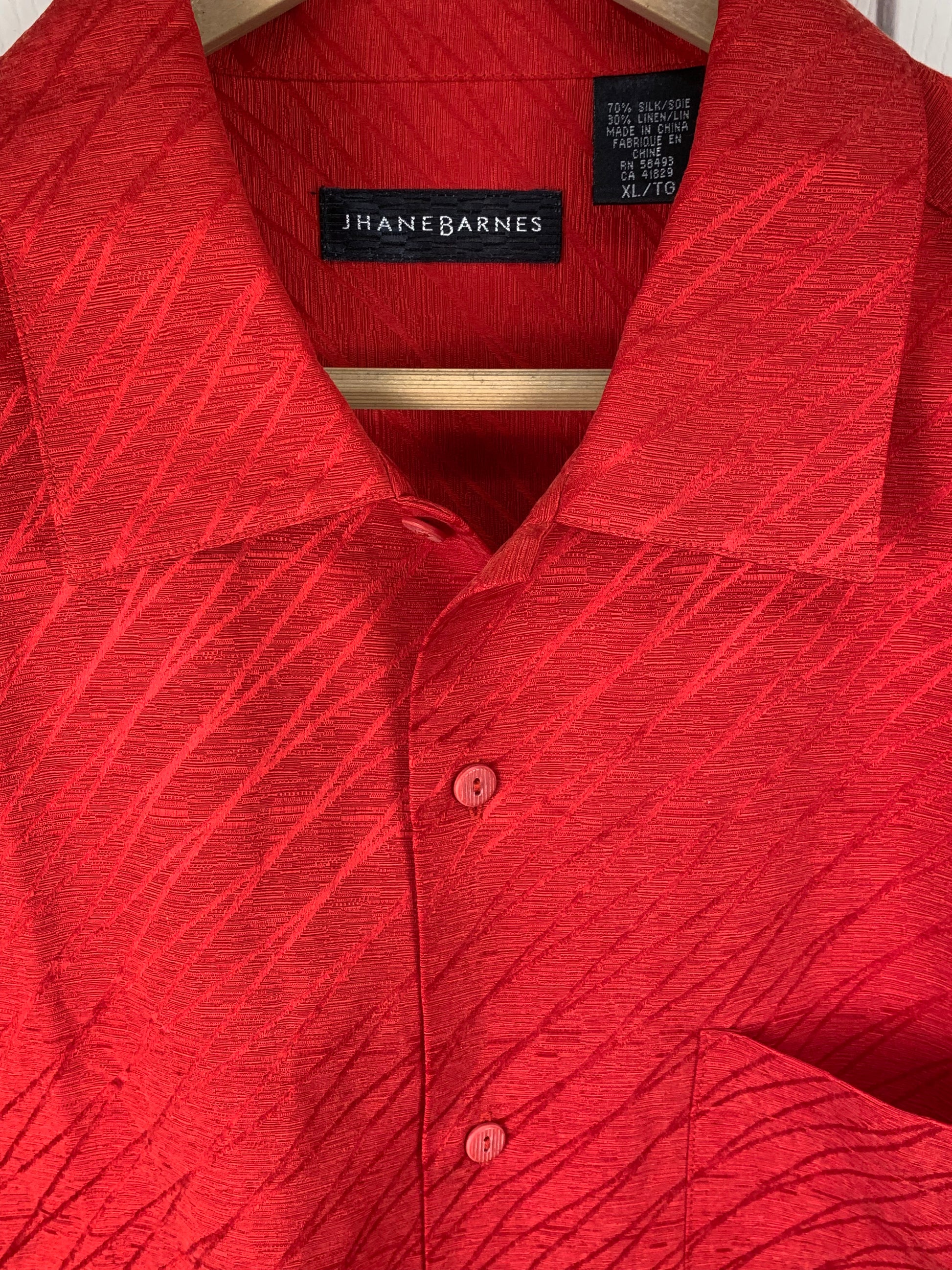 Jhane Barnes Men's Red Short Sleeve Shirt - NEW - XL / TG
