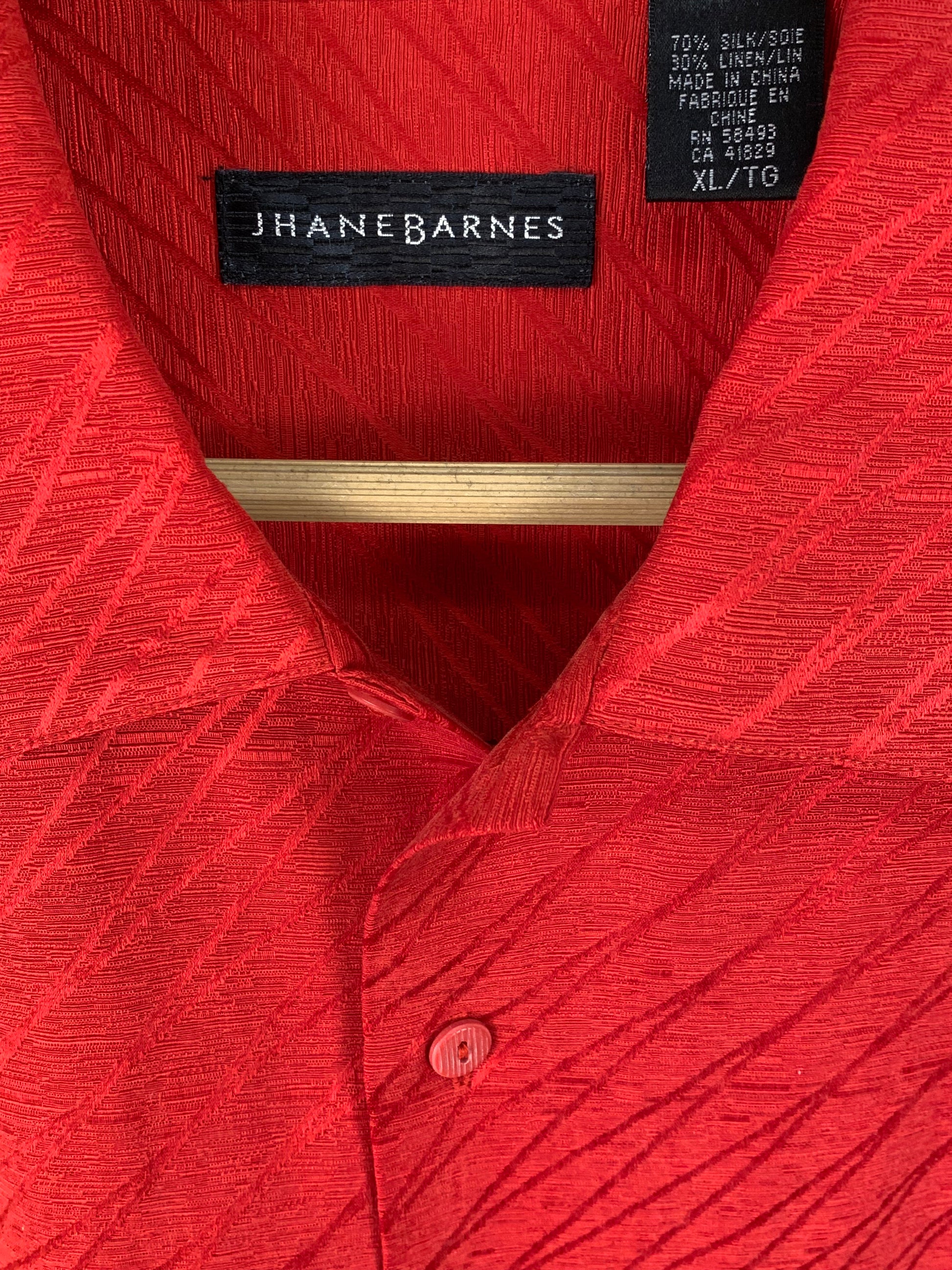 Jhane Barnes Men's Red Short Sleeve Shirt - NEW - XL / TG