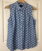 Tommy Hilfiger Women's Polka Dot Jean Shirt - Excellent Condition - Small / Petite